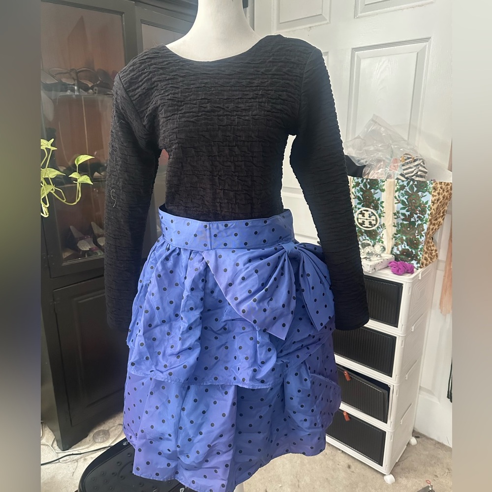 Vintage 80s taffeta Polka dot party dress size small
